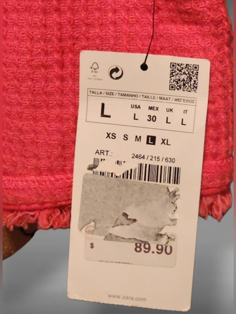 Zara Basic Tweed Frayed Edge Cropped Jacket/Blazer